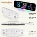 GS-G9 Sveglia digitale LED RGB dinamica con ampio display e vibrazione - Bianca