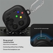 Custodia per Samsung Galaxy Buds 4/4 Pro in stile controller da gioco con moschettone e strumento di pulizia