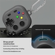Custodia per Samsung Galaxy Buds 4/4 Pro in stile controller da gioco con moschettone e strumento di pulizia - Grigio