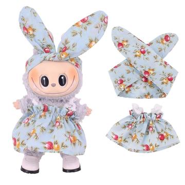 Set vestito e fascia da giardino per mini figure Labubu 17cm - Blu