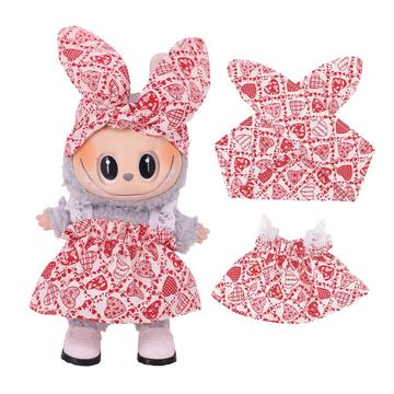 Set vestito e fascia da giardino per mini figura Labubu 17cm - Cuori
