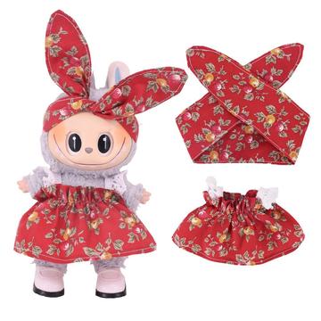 Set vestito e fascia da giardino per mini figura Labubu 17cm - Rosso