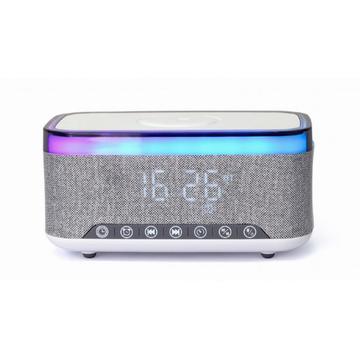 Gembird Sveglia digitale con luci RGB, ricarica wireless 15W