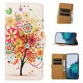 Custodia a Portafoglio per Samsung Galaxy A50 - Serie Glam - Albero in Fiore / Blu