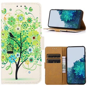 Custodia a Portafoglio per Samsung Galaxy A10 - Serie Glam - Albero in Fiore