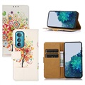 Custodia a Portafoglio per Samsung Galaxy A50 - Serie Glam - Albero in Fiore / Blu