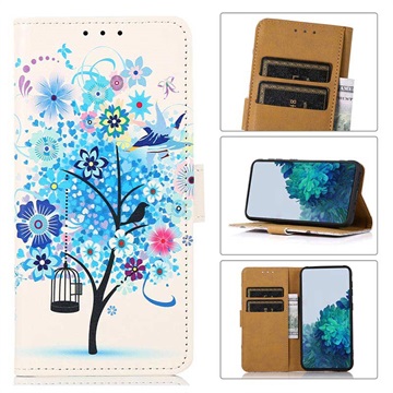 Custodia a Portafoglio per Samsung Galaxy A10 - Serie Glam - Albero in Fiore