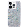 iPhone 15 Pro Max Glitter Flakes TPU Case - Silver
