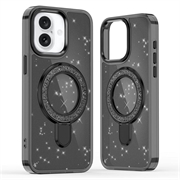 Custodia ibrida iPhone 17 Glitter con supporto - Compatibile con MagSafe - Nera