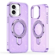 Custodia ibrida iPhone 17 Glitter con Kickstand - Compatibile con MagSafe - Viola