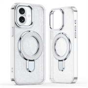 Custodia ibrida iPhone 17 Glitter con Kickstand - Compatibile con MagSafe - Trasparente