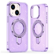 Custodia ibrida iPhone 15 Glitter con Kickstand - Compatibile con MagSafe - Viola