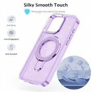 Custodia ibrida iPhone 15 Glitter con Kickstand - Compatibile con MagSafe - Viola