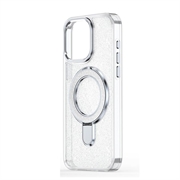 Custodia ibrida iPhone 15 Glitter con Kickstand - Compatibile con MagSafe - Trasparente