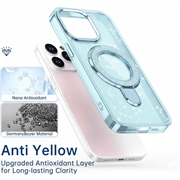 Custodia ibrida iPhone 15 Pro Max Glitter con supporto - Compatibile con MagSafe - Blu