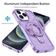 Custodia ibrida iPhone 15 Pro Max Glitter con Kickstand - Compatibile con MagSafe - Viola