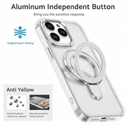 Custodia ibrida iPhone 15 Pro Max Glitter con Kickstand - Compatibile con MagSafe - Trasparente