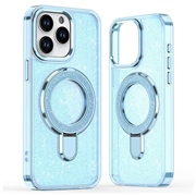 Custodia ibrida iPhone 16 Pro Max Glitter con supporto - Compatibile con MagSafe - Blu