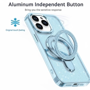 Custodia ibrida iPhone 16 Pro Max Glitter con supporto - Compatibile con MagSafe - Blu