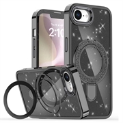 Custodia ibrida iPhone 16e/17e Glitter con supporto - Compatibile con MagSafe - Nera