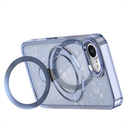 Custodia ibrida iPhone 16e/17e Glitter con supporto - Compatibile con MagSafe - Blu
