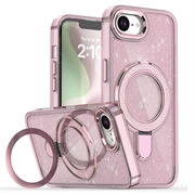 Custodia ibrida iPhone 16e/17e Glitter con supporto - Compatibile con MagSafe - Rosa