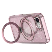 Custodia ibrida iPhone 16e/17e Glitter con supporto - Compatibile con MagSafe - Rosa