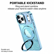 Custodia ibrida iPhone 17 Pro Glitter con supporto - Compatibile con MagSafe - Blu
