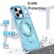 Custodia ibrida iPhone 17 Pro Glitter con supporto - Compatibile con MagSafe - Blu
