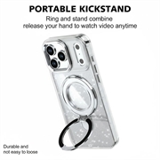 Custodia ibrida iPhone 17 Pro Max Glitter con Kickstand - Compatibile con MagSafe - Trasparente