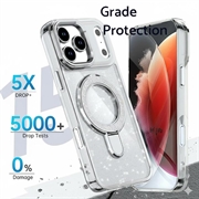 Custodia ibrida iPhone 17 Pro Glitter con Kickstand - Compatibile con MagSafe - Trasparente