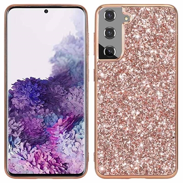 Custodia ibrida per Samsung Galaxy S21 FE 5G Serie Glitter - Rosa Oro