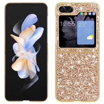 Custodia ibrida per Samsung Galaxy Z Flip5 Serie Glitter - Color Oro