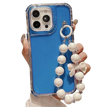 iPhone 16 Pro Max  Custodia ibrida antiurto glitterata con cinturino da polso