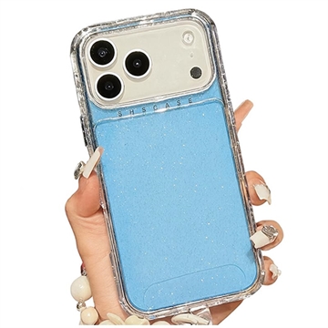 iPhone 17 Pro  Custodia ibrida antiurto glitterata con cinturino da polso