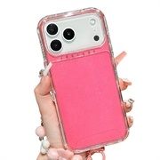 iPhone 17 Pro Max/18 Pro Max Glitter Custodia ibrida antiurto con cinturino da polso - Rosa Neon