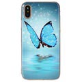 Cover in silicone che si illumina al buio per iPhone X / iPhone XS - Farfalla Blu