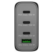 Caricabatterie rapido multiporta Goobay da 100W con tecnologia GaN - 3x USB-C, USB-A