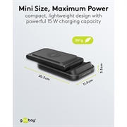 Caricabatterie wireless 3 in 1 Goobay da 15W - Nero