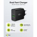 Goobay 45W USB-C PD GaN Caricabatterie doppio ad alta velocità - Nero