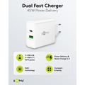 Caricabatterie rapido doppio Goobay 45W USB-C PD GaN - Bianco