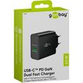Caricabatterie rapido doppio Goobay 65W USB-C PD GaN - Nero