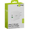 Caricabatterie rapido doppio Goobay da 65W con USB-C PD e tecnologia GaN - Bianco