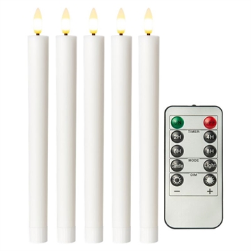 Goobay LED Candele di cera reale con telecomando - 5 pezzi. - Bianco