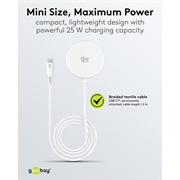 Caricabatterie wireless magnetico Goobay Qi 2.2 da 25W con supporto - Bianco