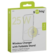 Caricabatterie wireless magnetico Goobay Qi 2.2 da 25W con supporto - Bianco
