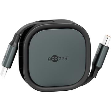 Cavo USB-C retraibile di Goobay - 1m, 15W - Nero