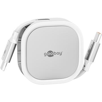 Cavo USB-C retraibile di Goobay - 1m, 15W - Bianco