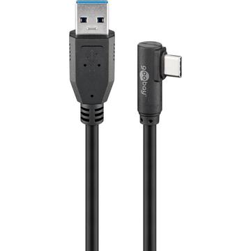 Goobay Cavo USB-C con angolazione 3 m - USB-C/USB-A - Nero