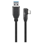 Goobay Cavo USB-C con angolazione 3 m - USB-C/USB-A - Nero